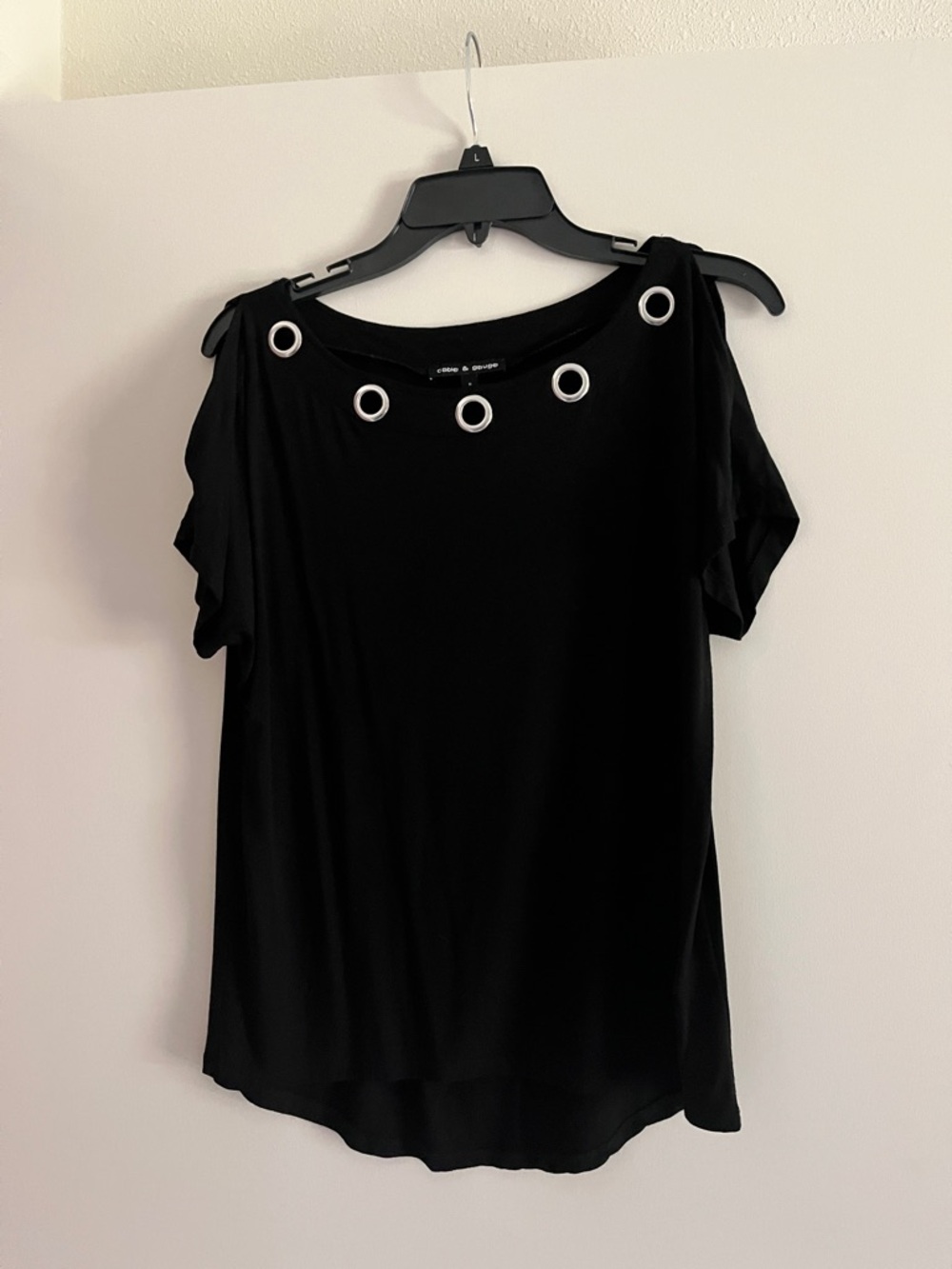 Cable & Gauge Black Grommet-Trim Women's Top